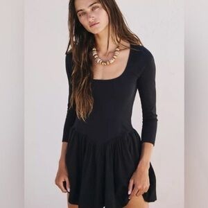 Free People Onda Drop-Waist Long-Sleeve Mini